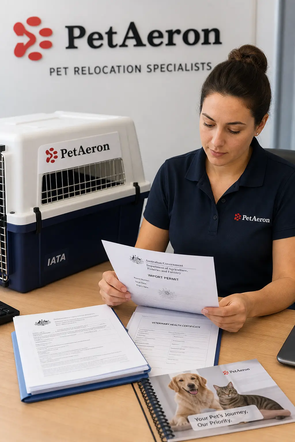 PetAeron specialist managing pet transport from India to Canberra with DAFF biosecurity import permit document checks