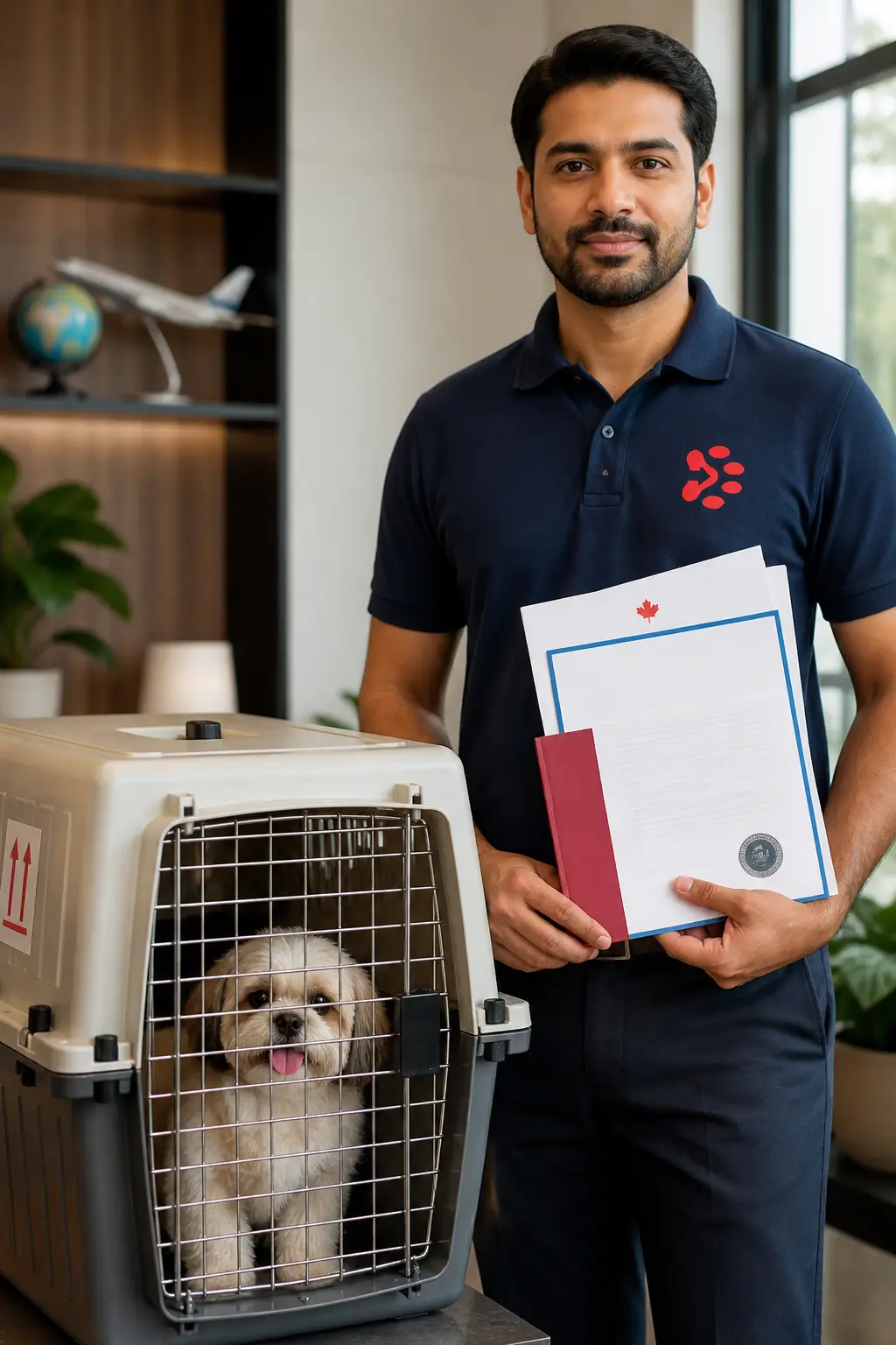 PetAeron specialist managing pet transport from India to Montreal with CFIA document checks