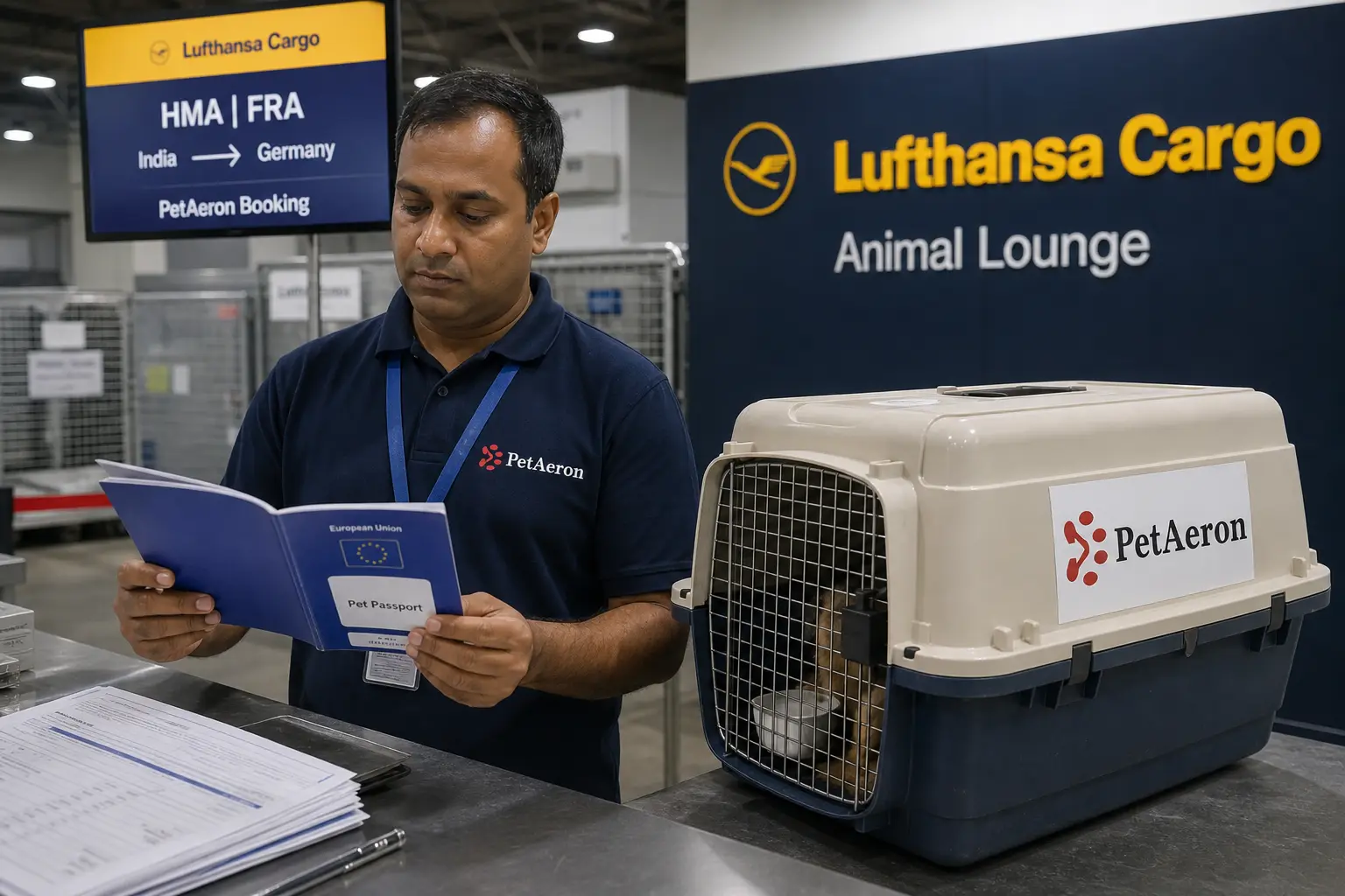 IATA-compliant pet crate and pet cargo booking for Germany from India via Frankfurt FRA and Munich MUC