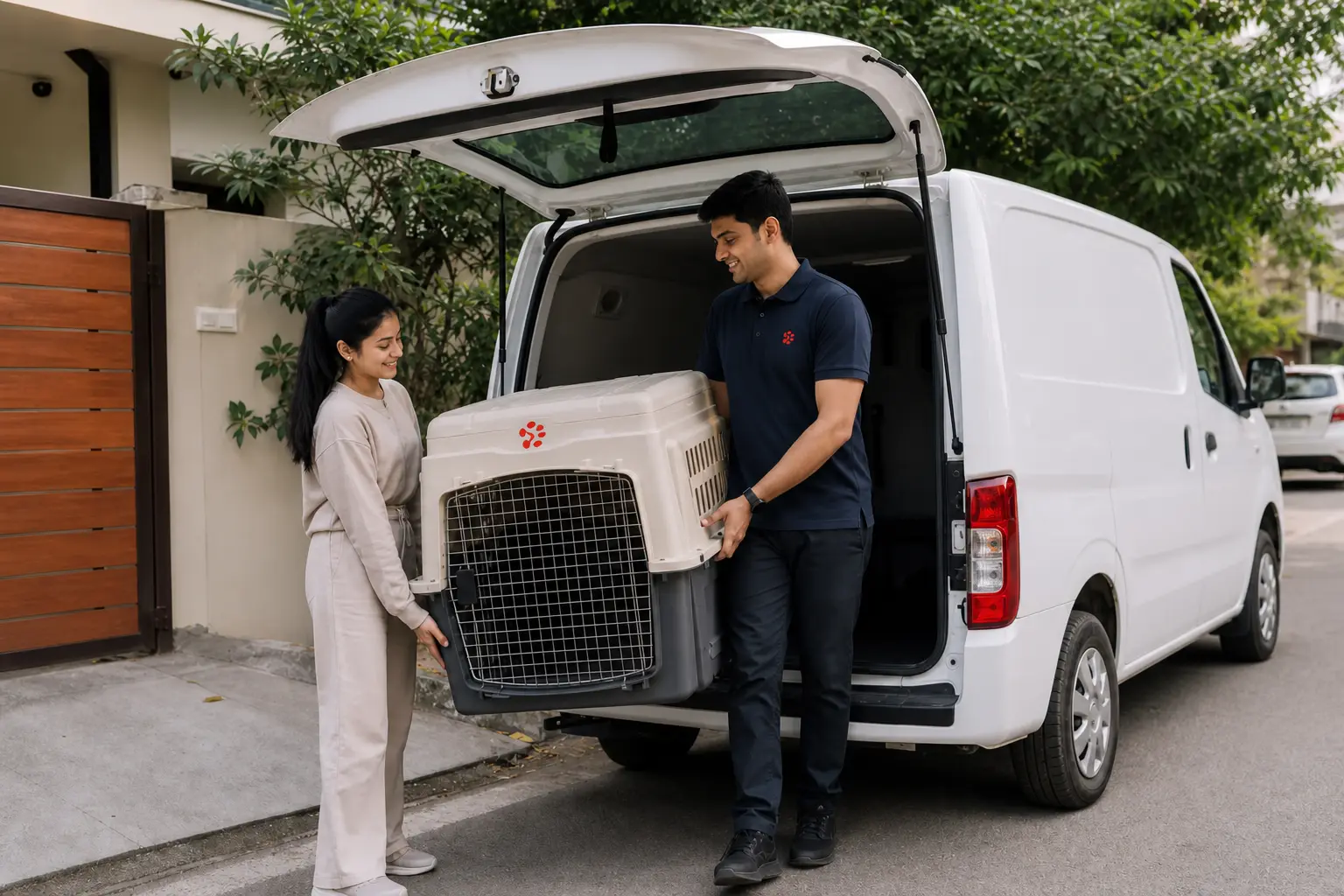 PetAeron climate-controlled van door-to-door pet pickup from Indian home before Johor Bahru flight