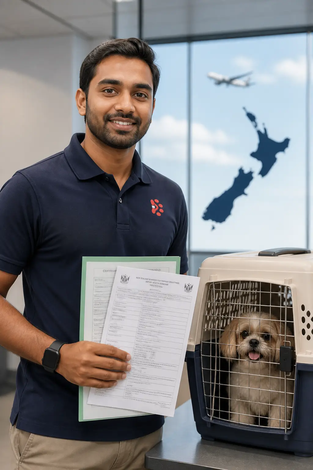 PetAeron specialist managing pet transport from India to Wellington with MPI biosecurity document checks