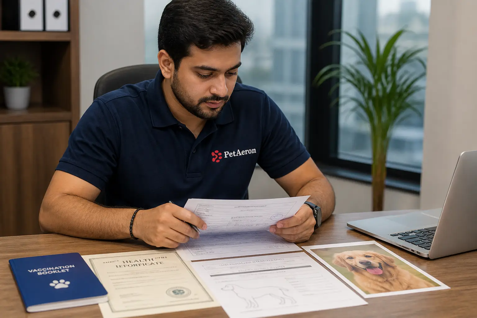 PetAeron specialist reviewing pet relocation documents checklist for India to Bristol