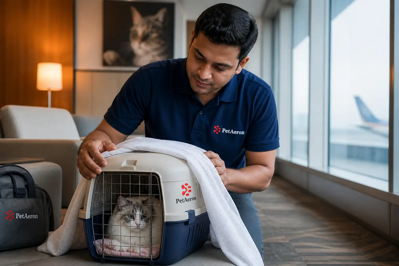 Cat relocation care for calmer UK arrivals in PetAeron carrier