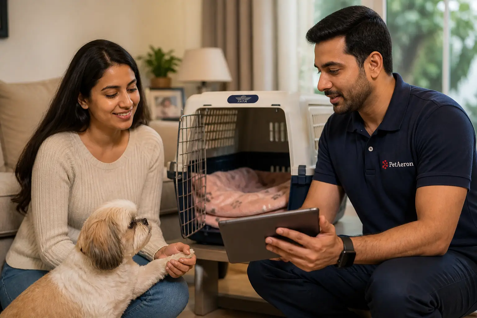 Comfort planning with familiar bedding before pet relocation from India to London