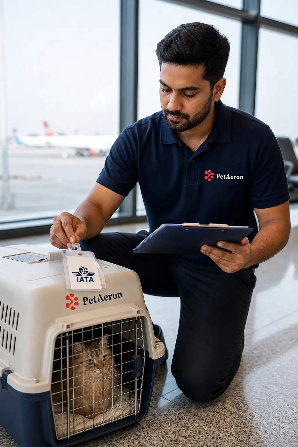 PetAeron specialist managing pet relocation from India to UK with careful handling and document checks