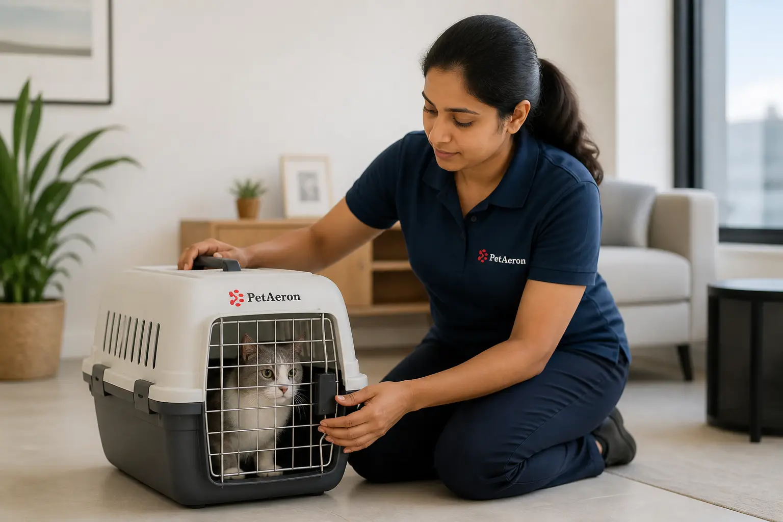 Cat relocation care for calmer Seattle arrivals in PetAeron carrier