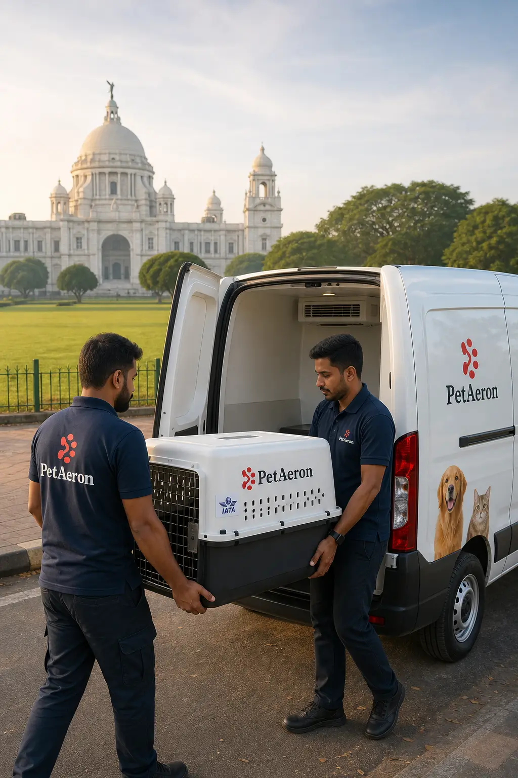 Door-to-door domestic pet relocation from Kolkata with PetAeron climate-controlled pet transport van